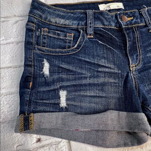Forever 21 Denim Jean Shorts Size 27 Rolled Cuff Casual - Picture 2 of 6